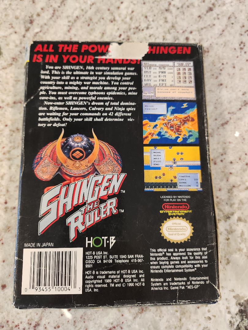 Shingen the Ruler Juego y caja de Nintendo NES