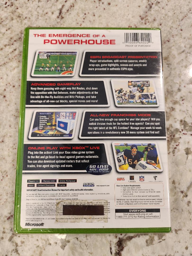 NFL 2K3 Xbox Original Sealed NEW
