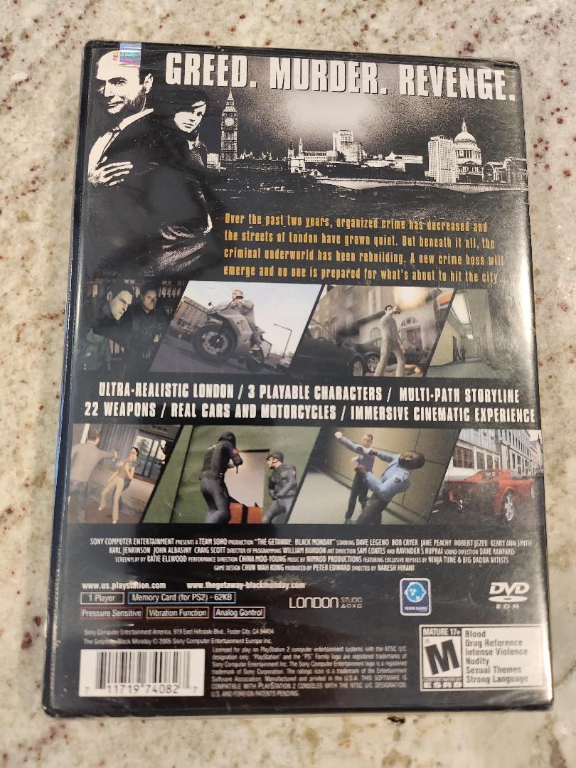 The Getaway Black Monday PS2 Scellé NOUVEAU