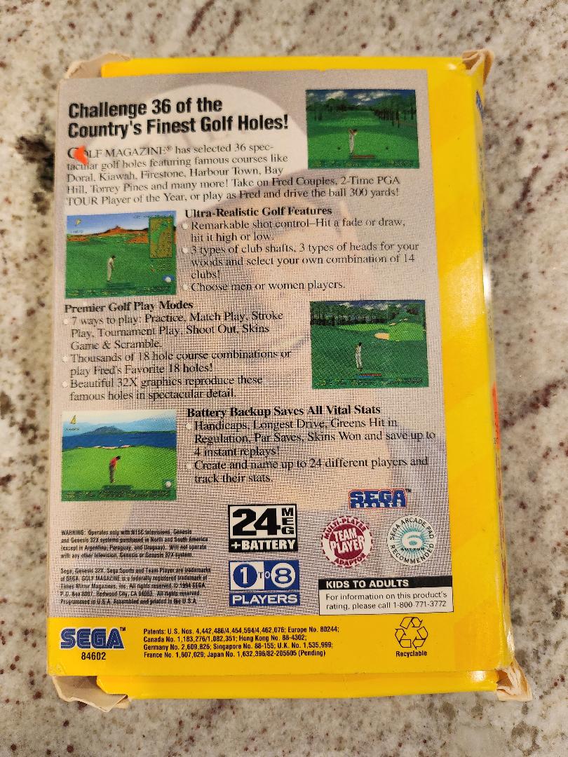La revista GOLF presenta 36 Great Holes Starring Fred Couples Sega Genesis 32X CIB