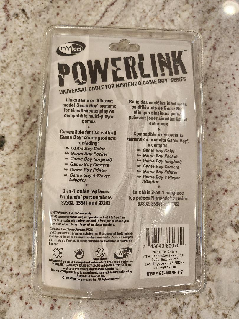Cable universal NYKO Powerlink Nintendo Gameboy, GBC, bolsillo sellado NUEVO