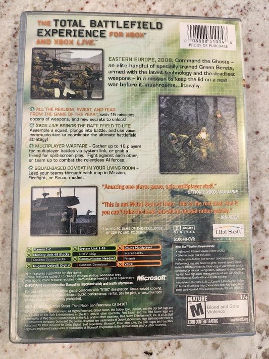 Tom Clancy's Ghost Recon Squad Based Battlefield Xbox Original