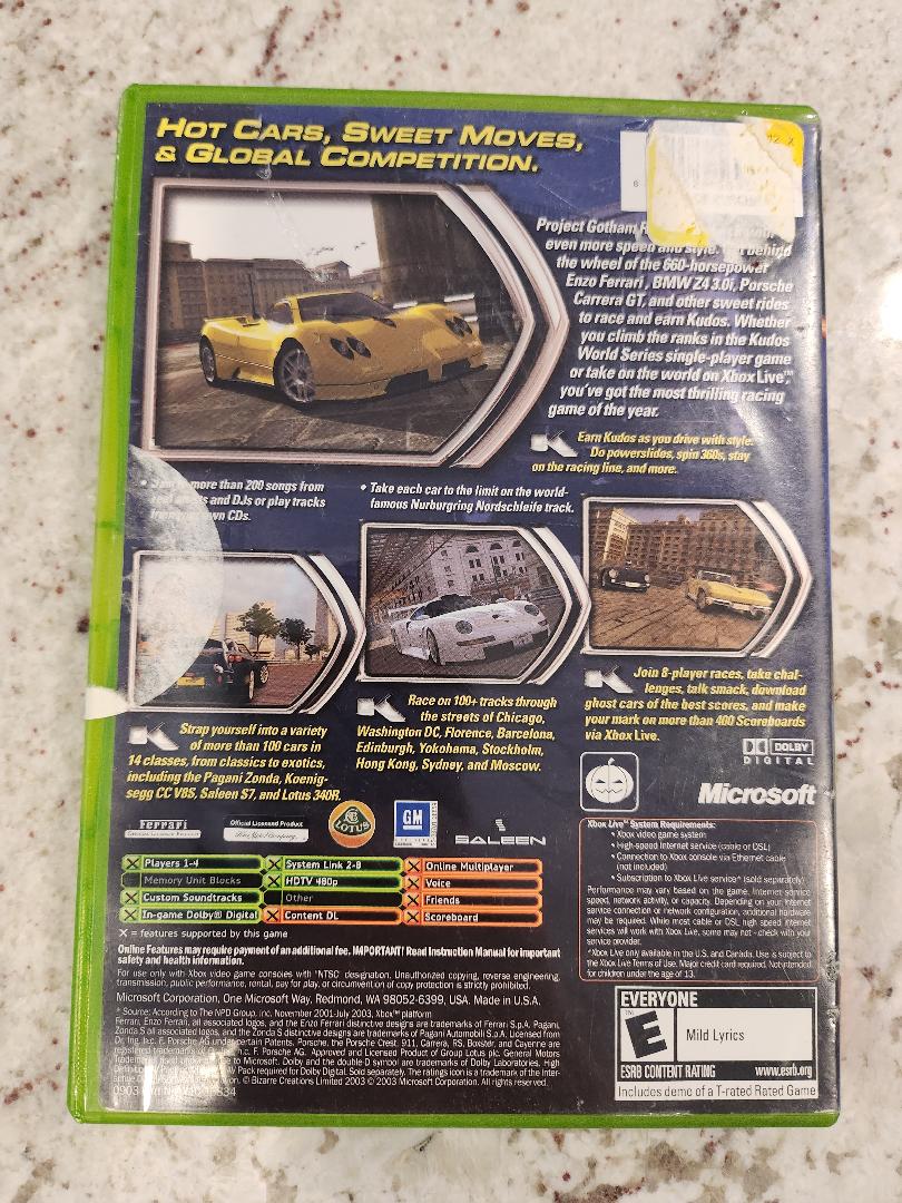Proyecto Gotham Racing Xbox Original