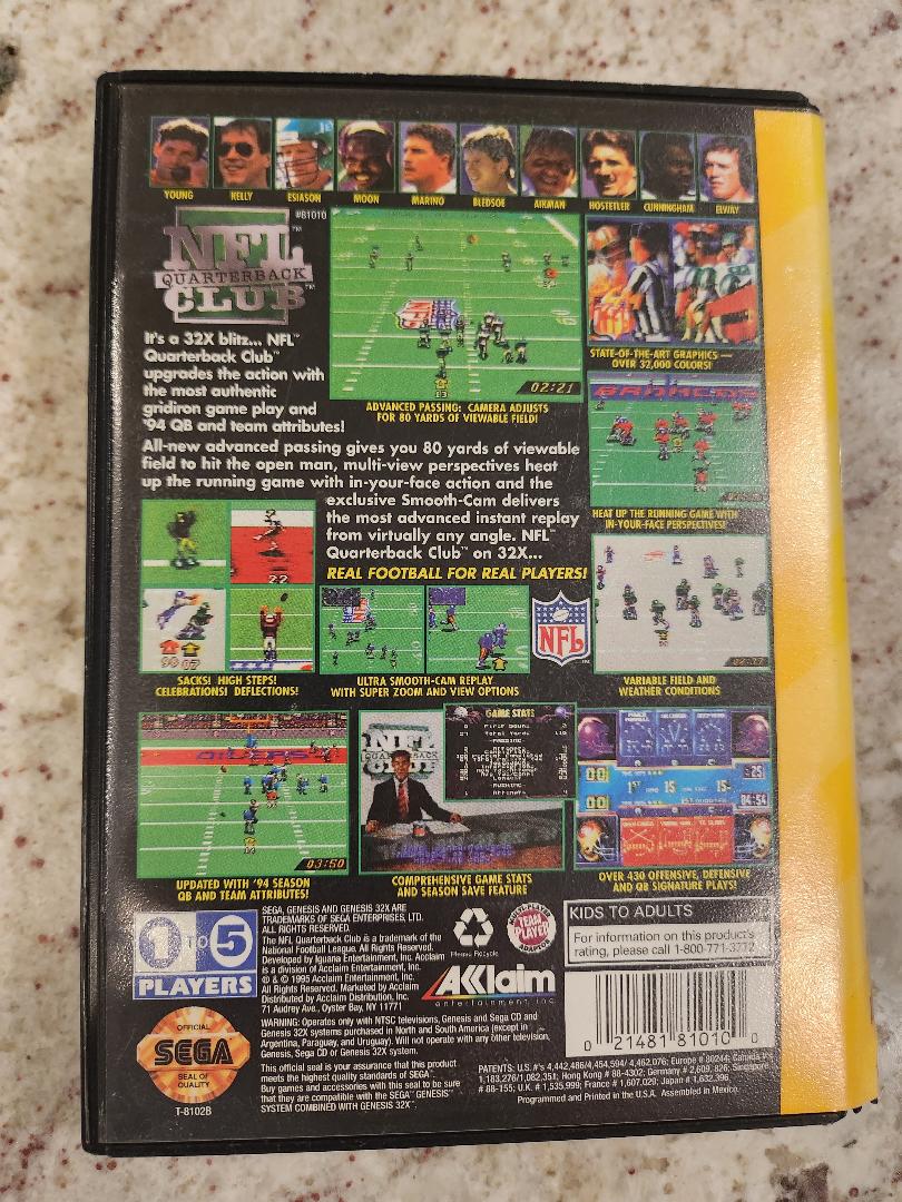 Chariot NFL Quarterback Club Sega Genesis 32X, boîte uniquement