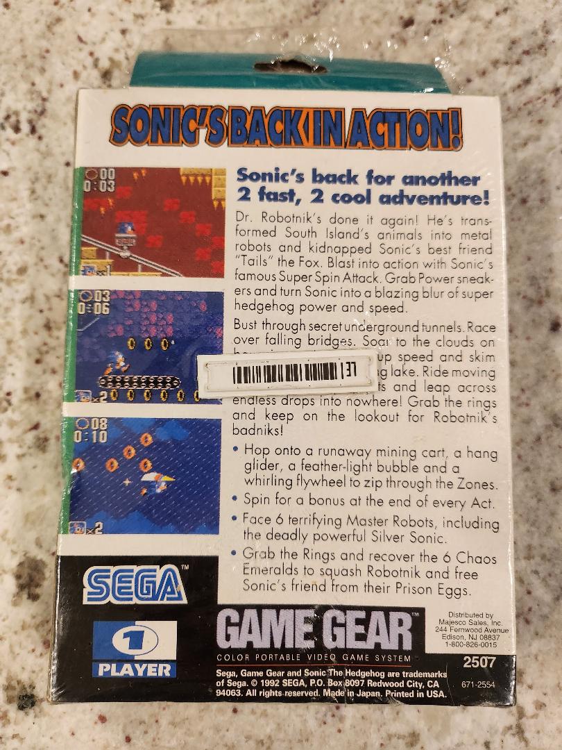 Sonic 2 The Hedgehog Sega Game Gear Sellado NUEVO