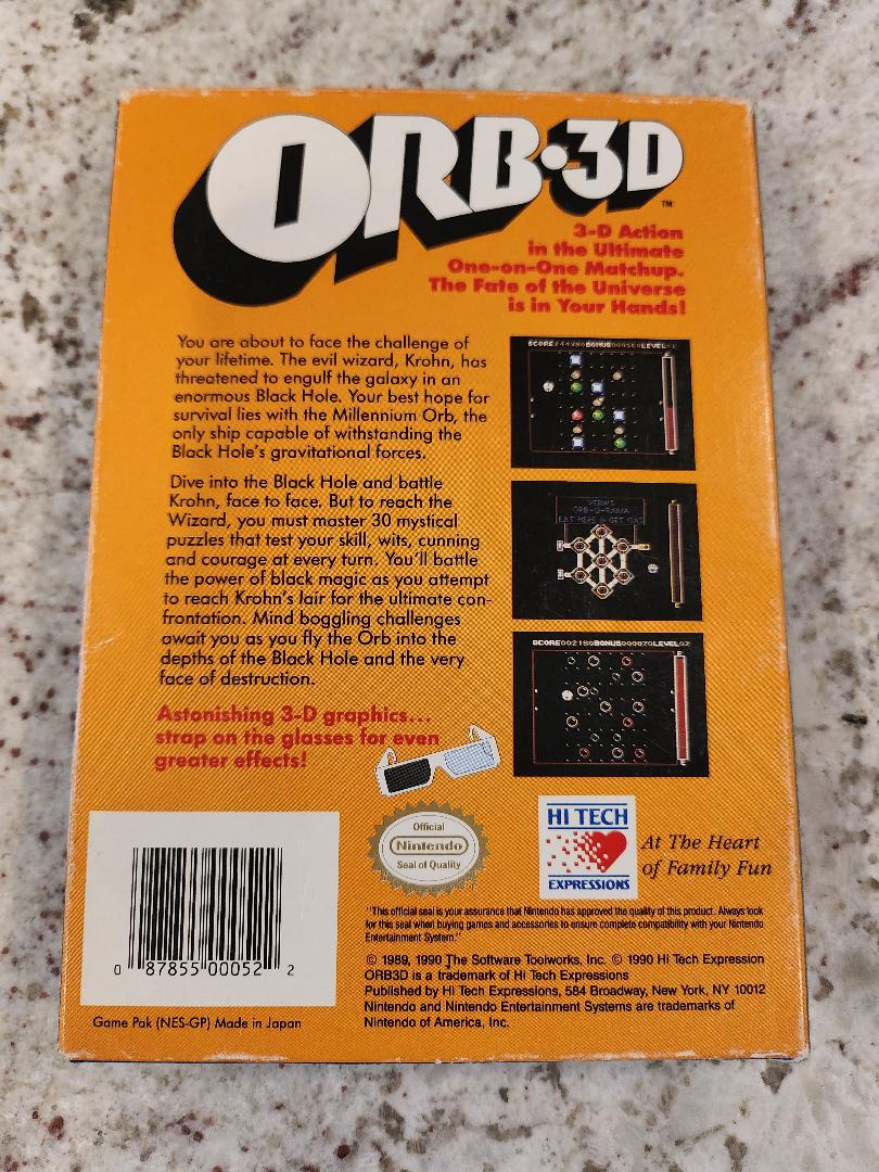 ORB-3D Juego y caja de Nintendo NES solamente