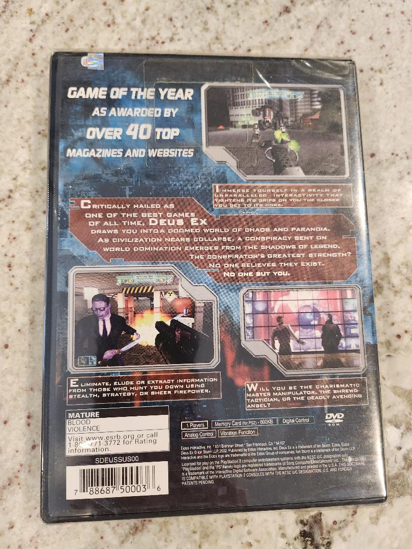DEUS EX The Conspiracy PS2 Scellé NOUVEAU