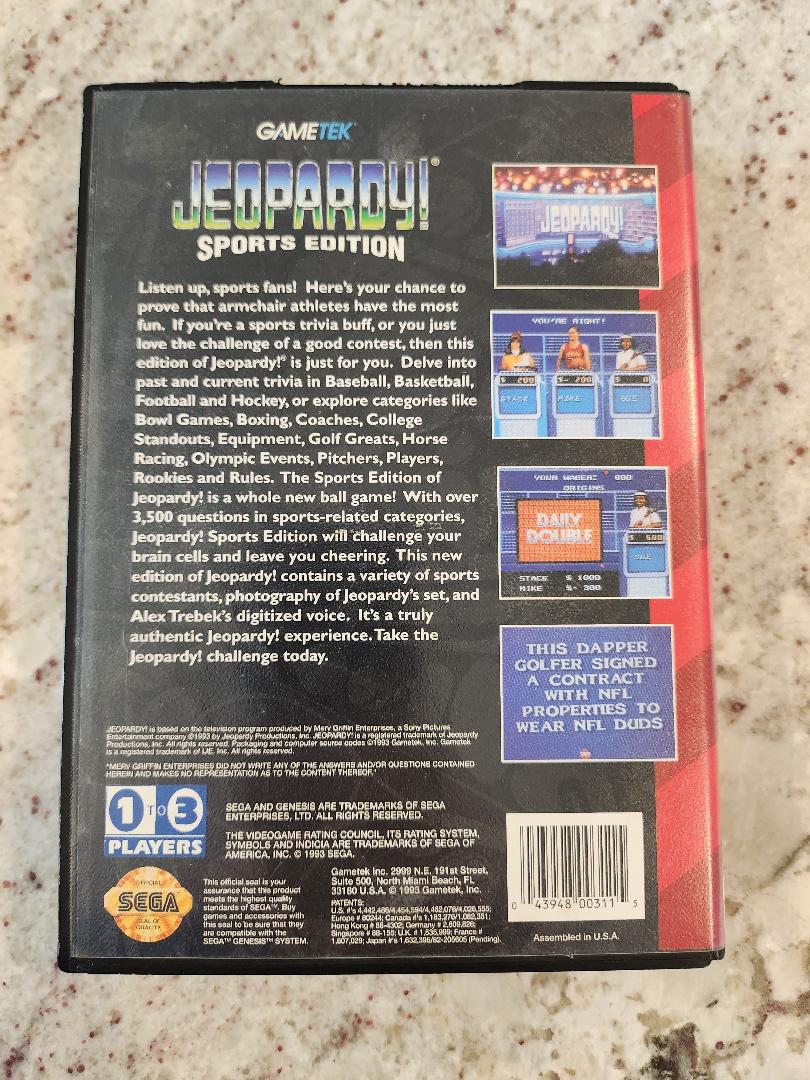 Jeopardy Sports Edition Sega Genesis CIB