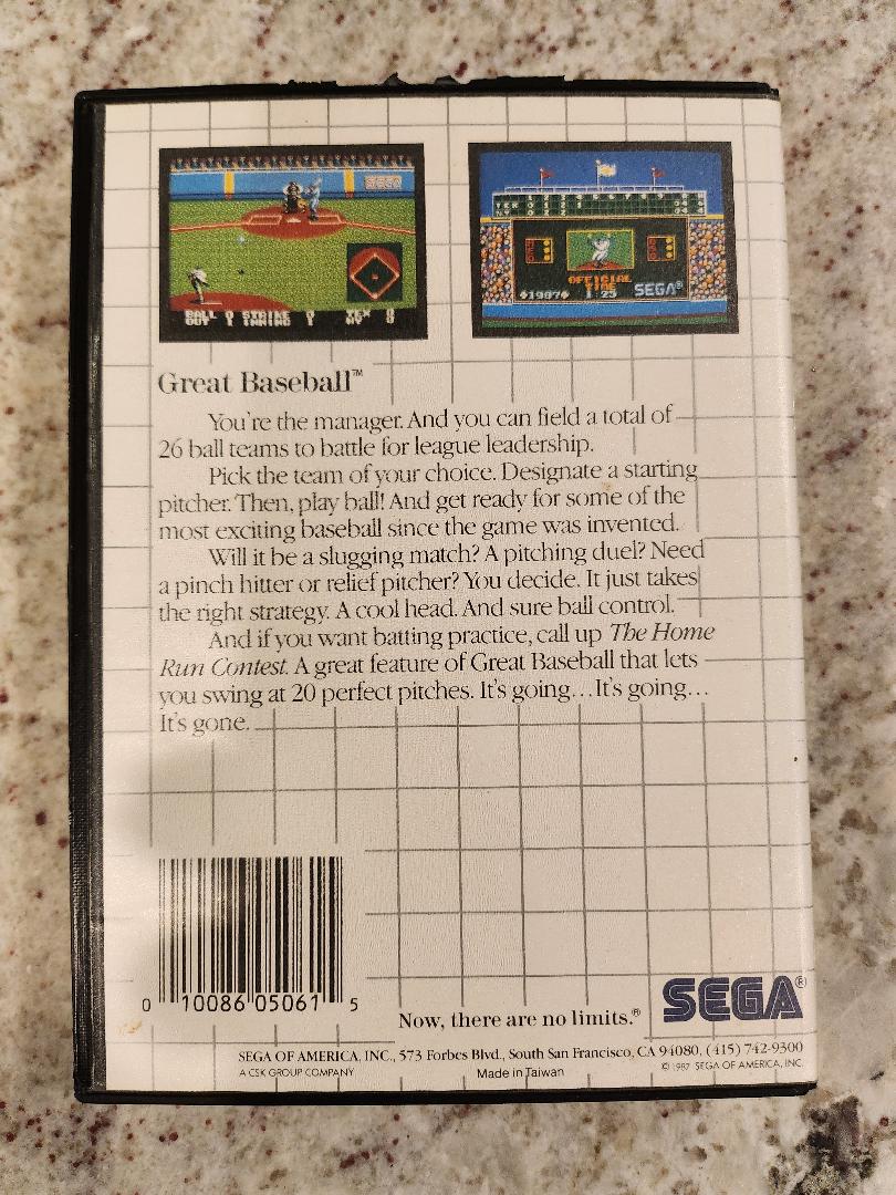Great Baseball Sega Master Cart. and Box w poster