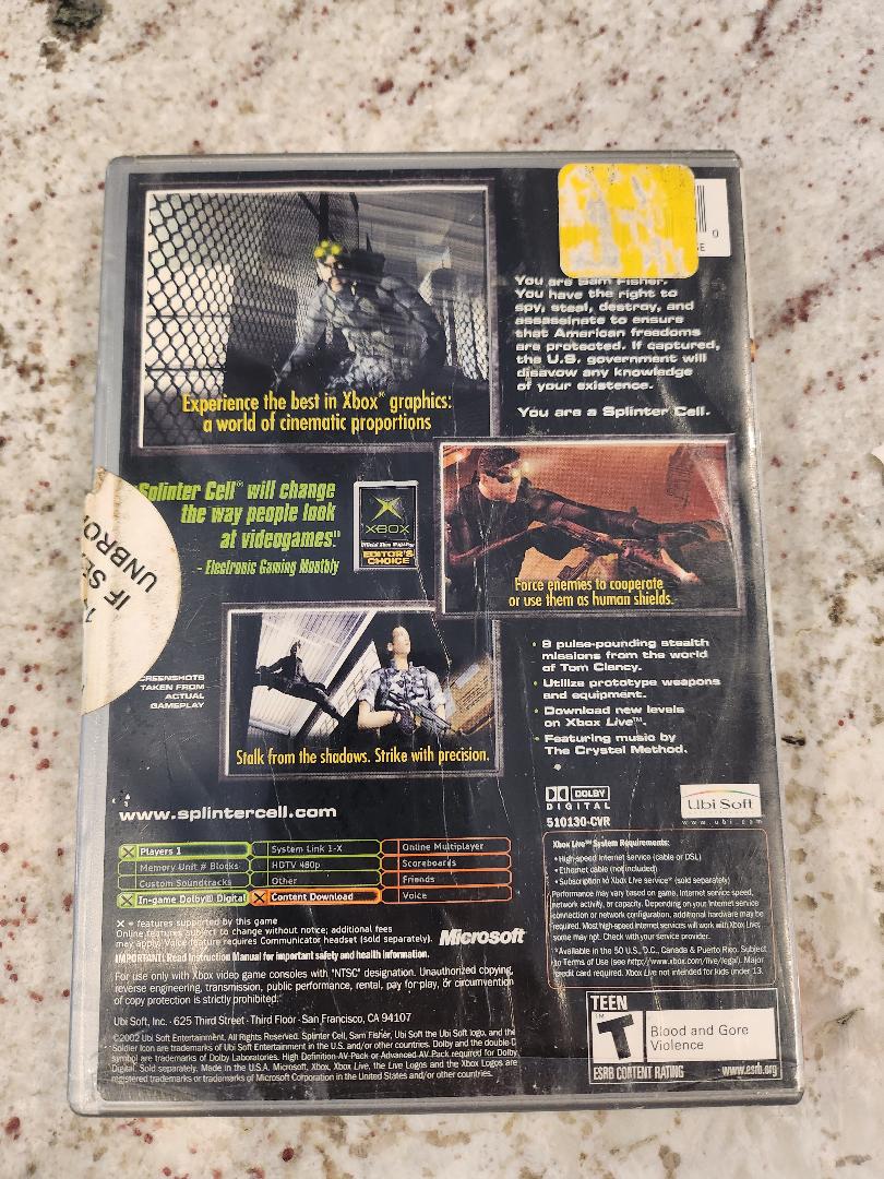 Tom Clancy's Splinter Cell Stealth Action redefinido Xbox Original
