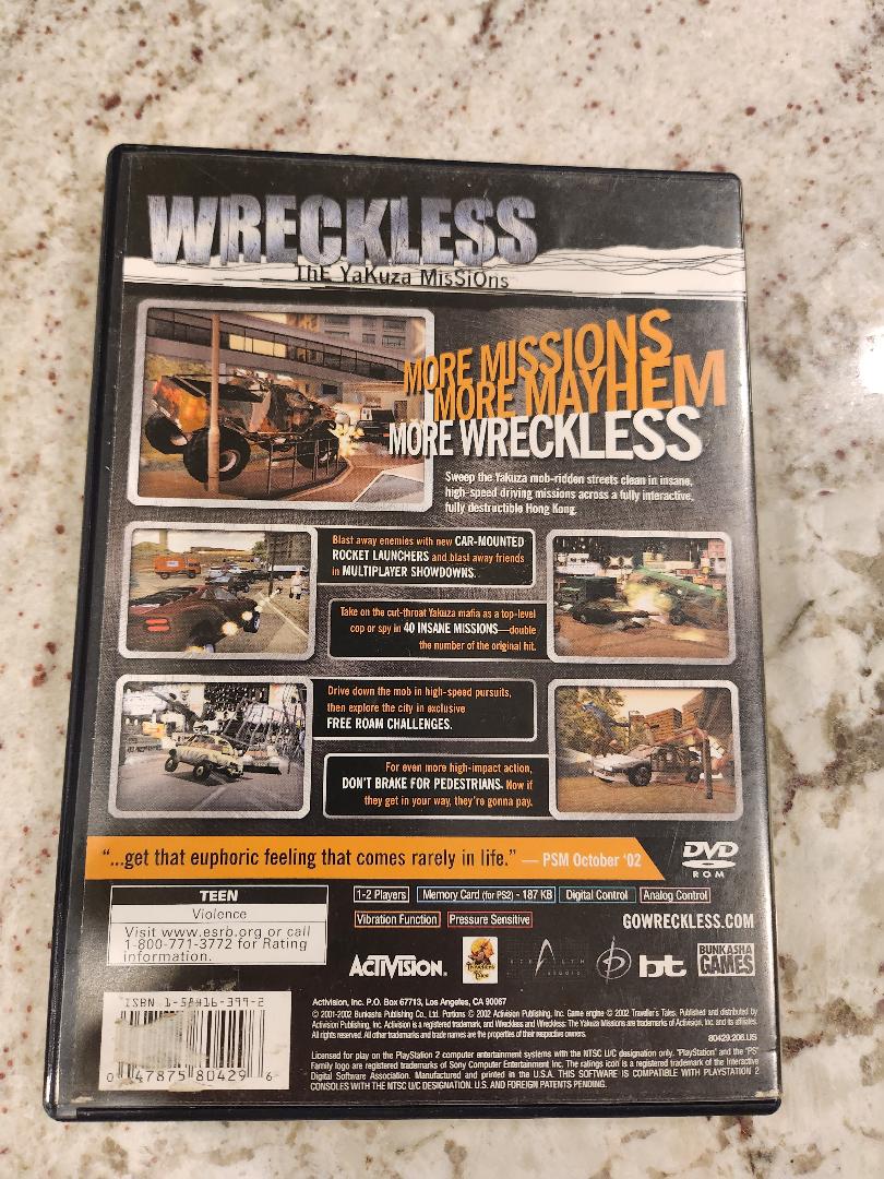 Wreckless Les Missions YaKuza PS2 PS2
