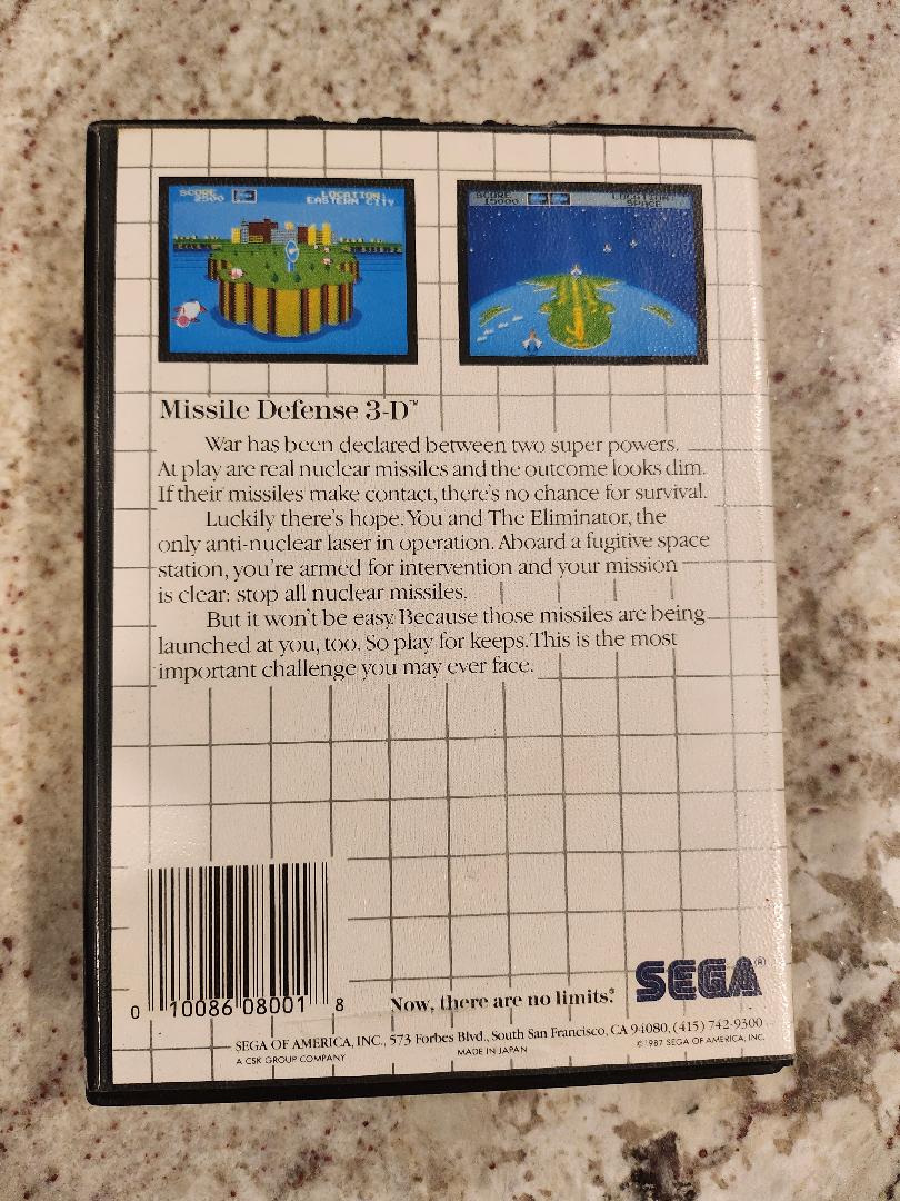 Missile Defense 3D Sega Master CIB