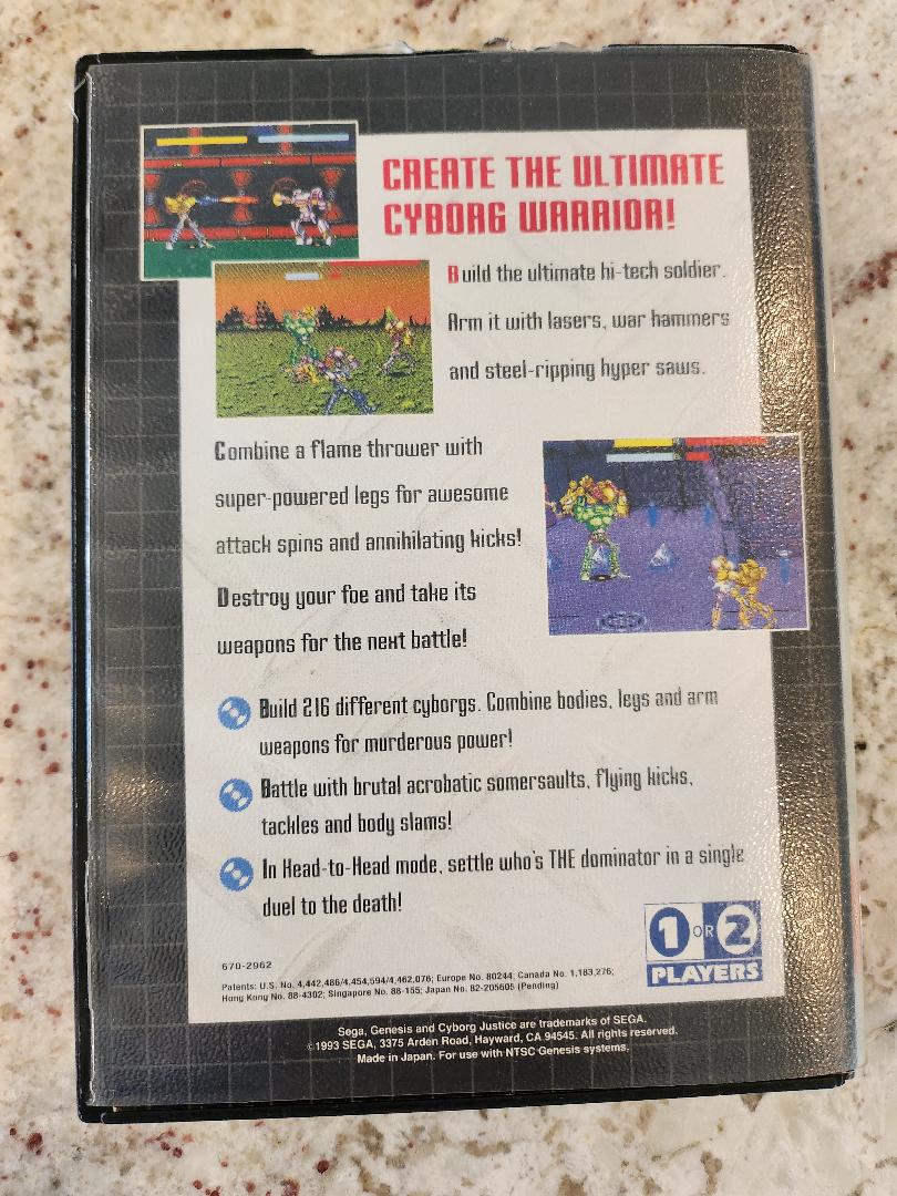 Cyborg Justice Sega Genesis CIB Chariot. et boîte seulement