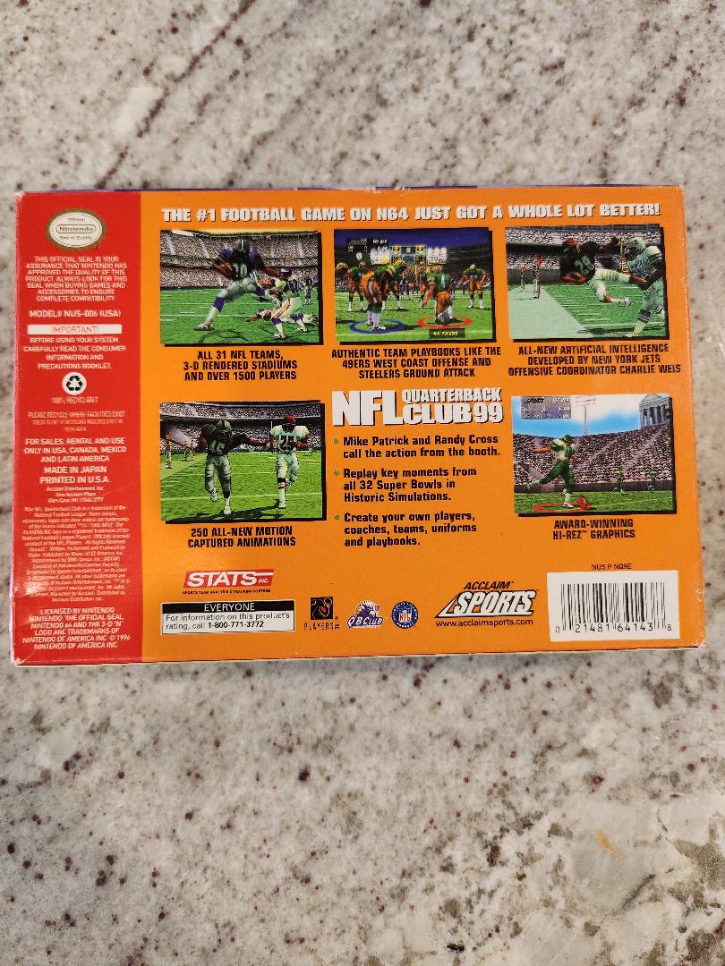 NFL Quarterback Club 99 N64 CIB