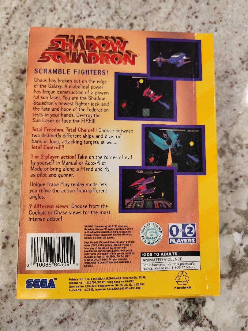 Carro Shadow Squadron Sega Genesis 32X, solo caja