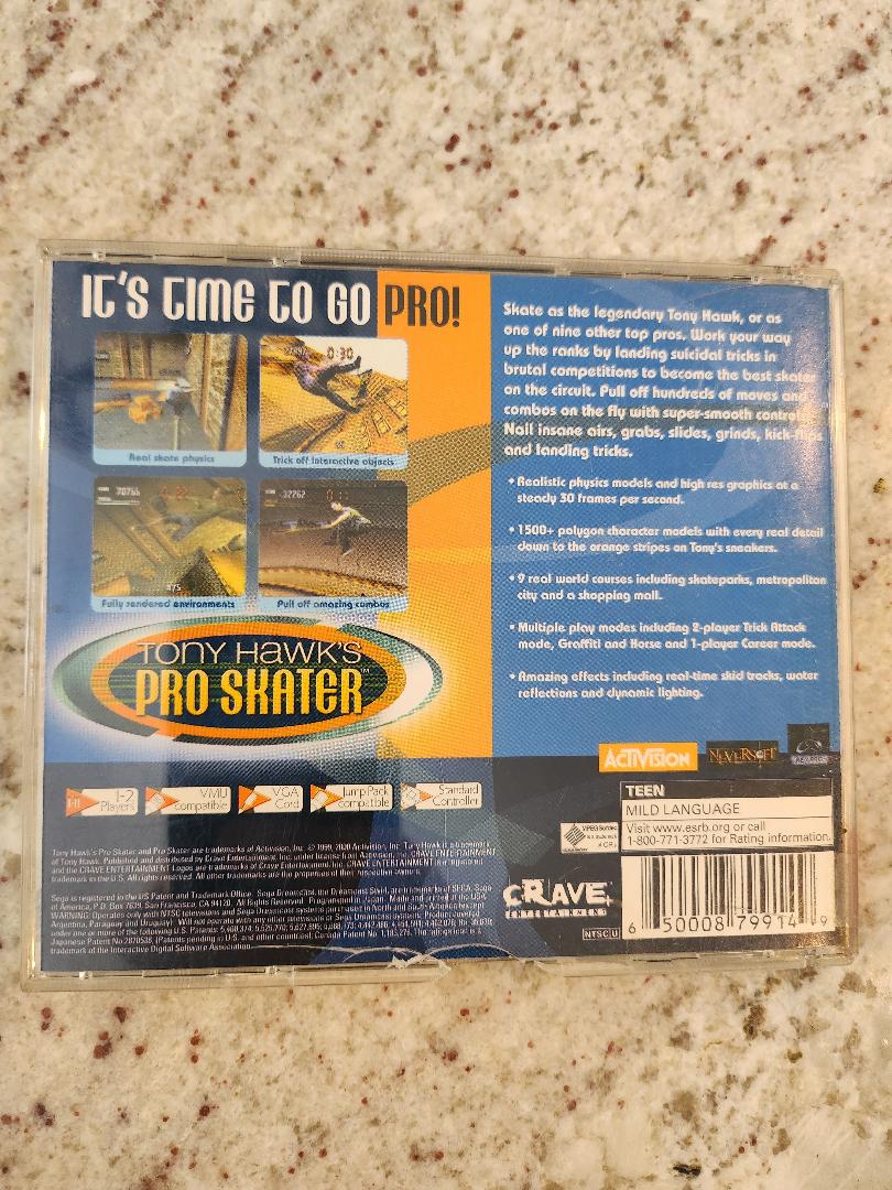Tony Hawk Pro Skater Sega Dreamcast