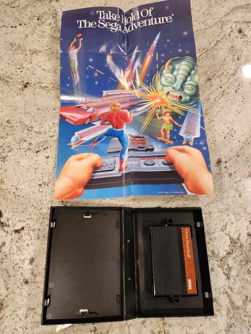 Great Baseball Sega Master Cart. and Box w poster