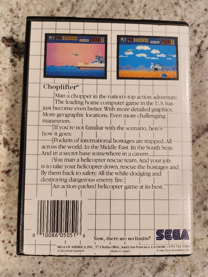 Choplifter Sega Master CIB