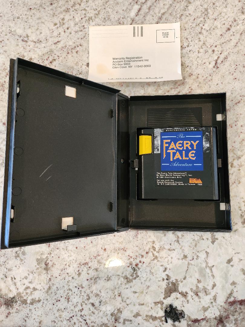 Le chariot Sega Genesis de Faery Tale Adventure. et boîte seulement