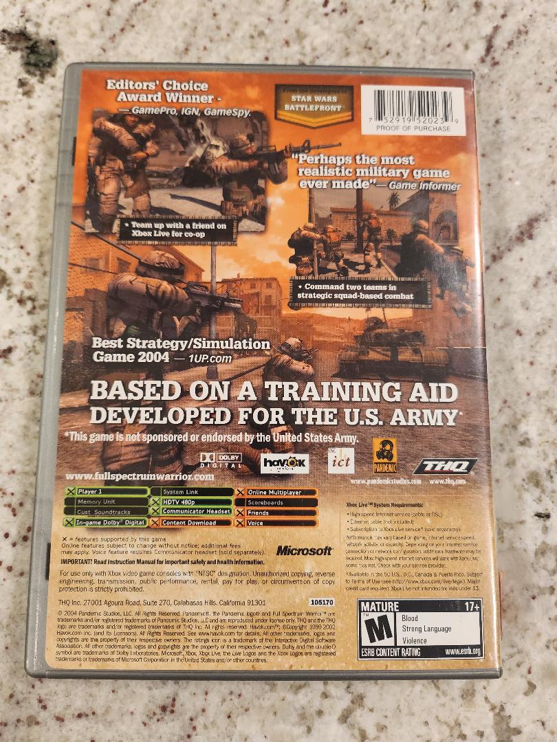 Full Spectrum Warrior Xbox Original