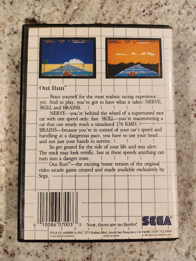 Out Run Sega Master Cart. and Box Only