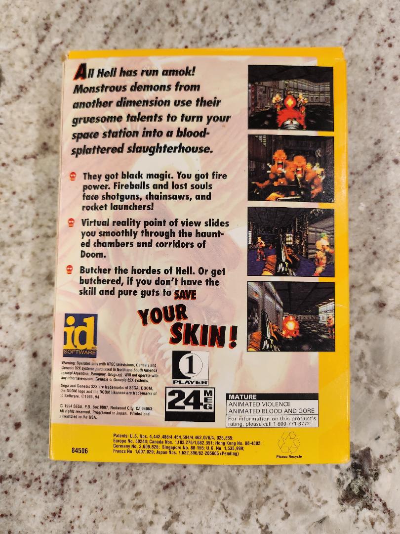 Chariot Doom Sega Genesis 32X. Boîte seulement