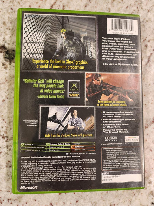 Tom Clancy's Splinter Cell Stealth Action Redefined Xbox Original