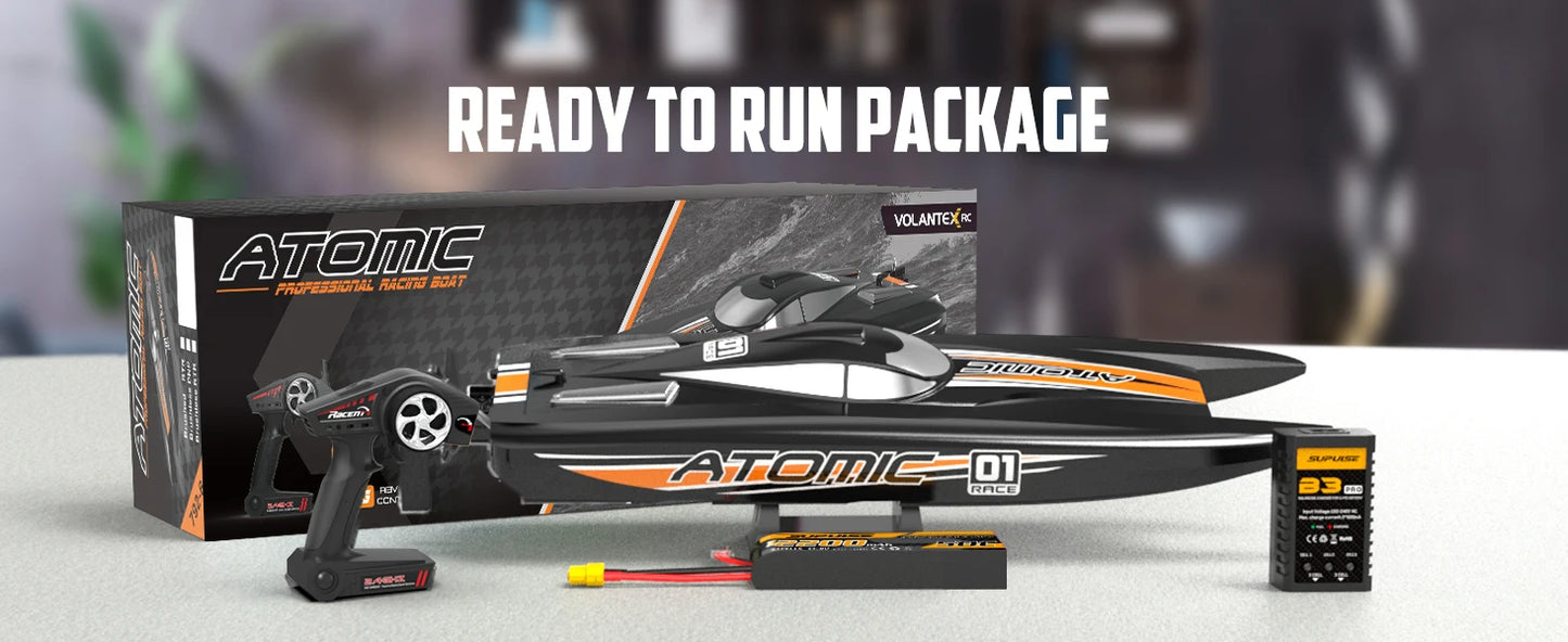 Brushless Remote Control Boat AtomicX - 40MPH - 25.6" High Speed | RC Boat