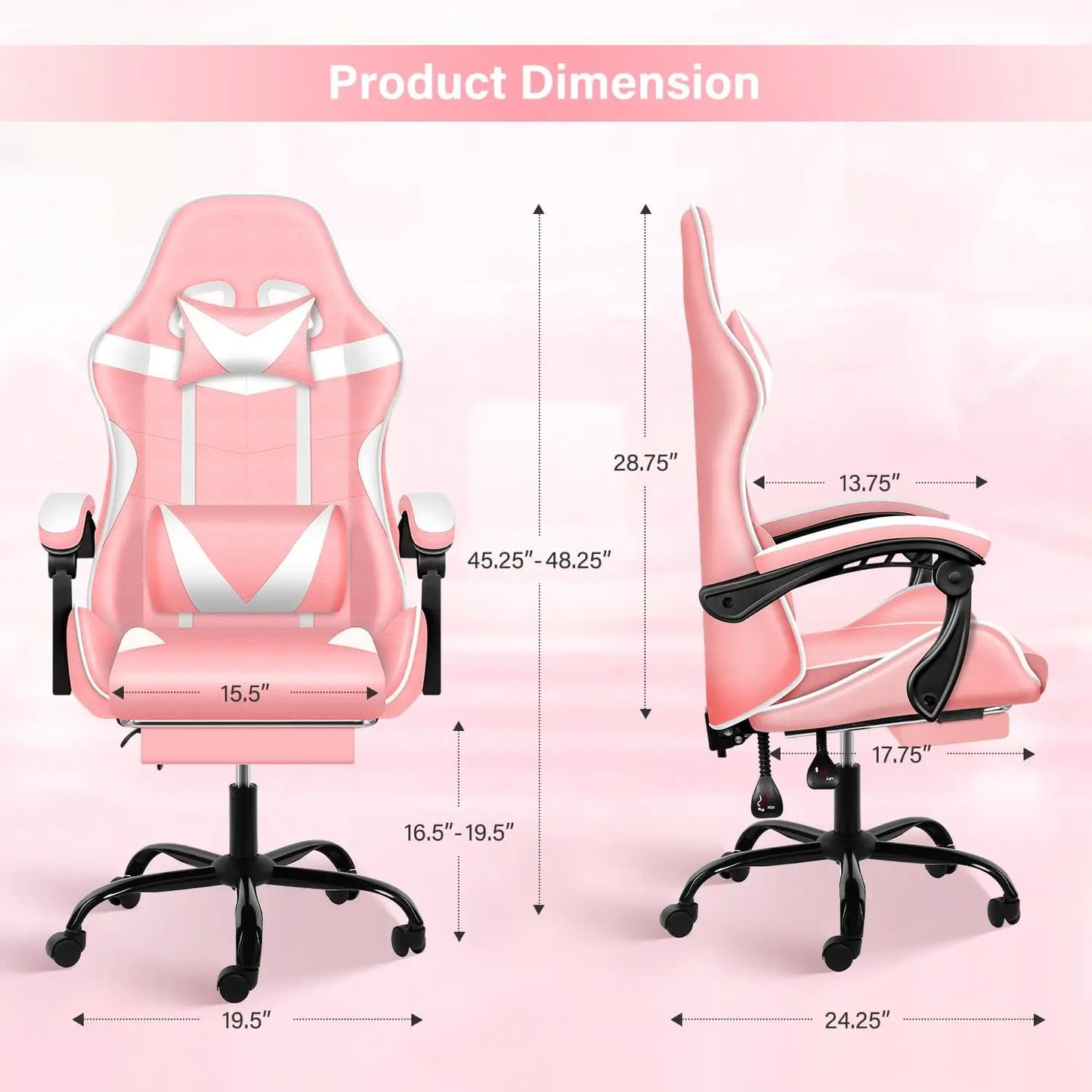 Gaming Chair, Backrest and Seat Height Adjustable Swivel Recliner Racing Office Computer Ergonomic Video Game Chair