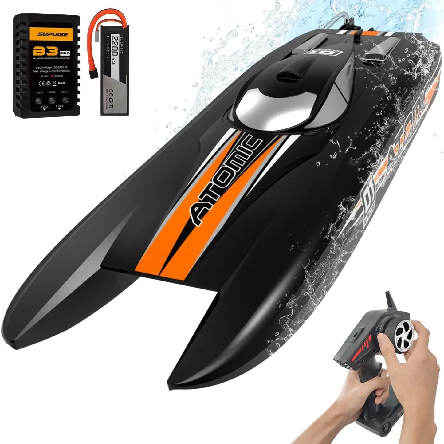 Brushless Remote Control Boat AtomicX - 40MPH - 25.6" High Speed | RC Boat