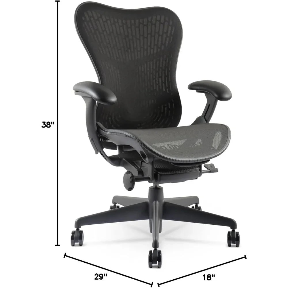 Chair - Fully Adjustable Arm Seat Depth Tilt Tension Control Mesh Backrest Lumbar Support Home Office Desk Chair