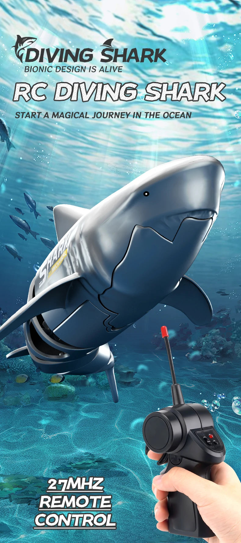 New RC remote control Diving Shark bionic fish.