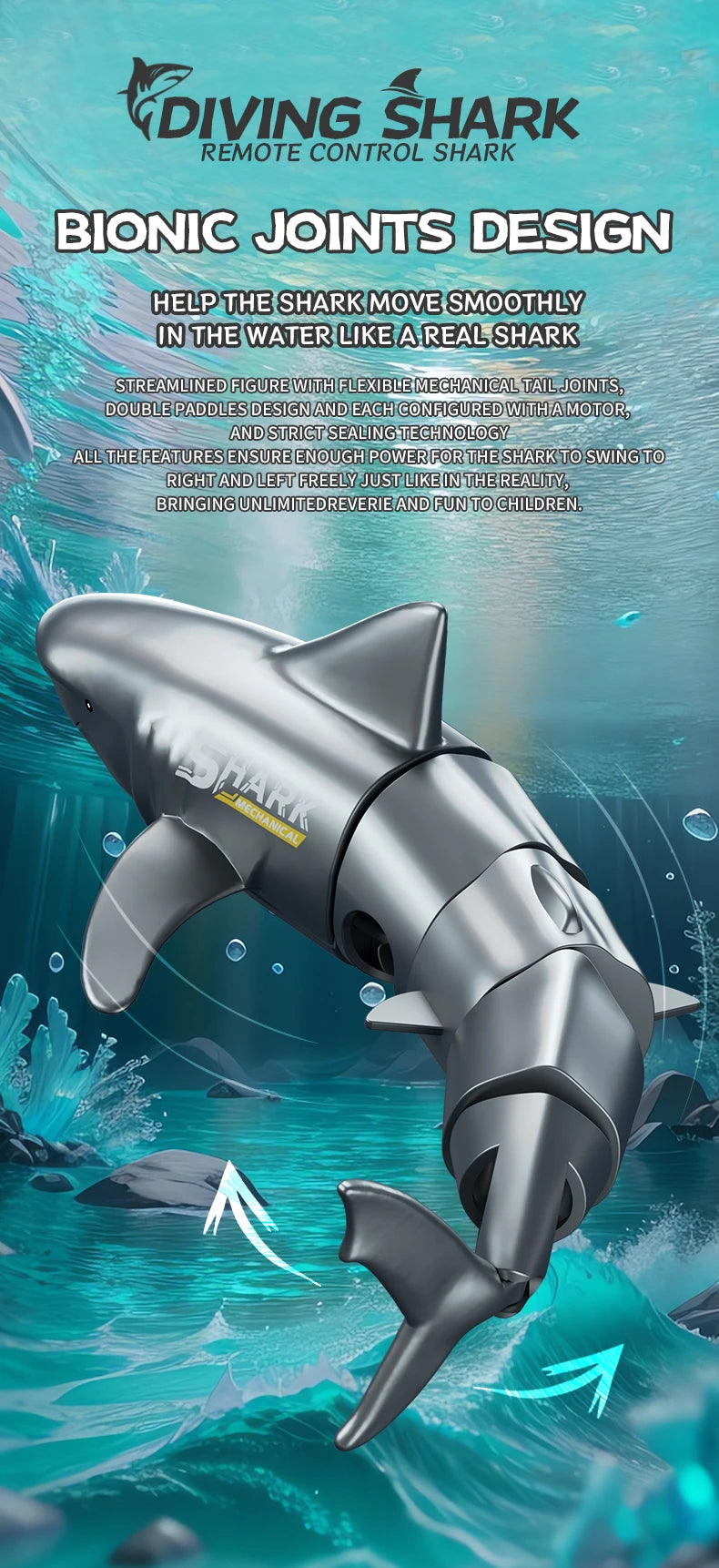 New RC remote control Diving Shark bionic fish.