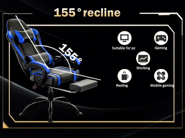 Gaming Chair with Footrest -Great for Gamer or Office Desk