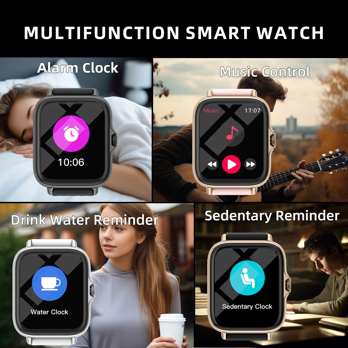 Waterproof Smart Watch for Adults with Message Answer Call Sleep Monitoring For iPhone Android