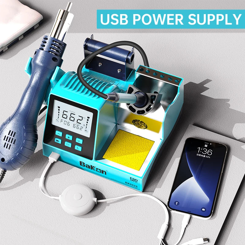 2024 NEW Bakon Soldering And Rework Station 2 in 1 Welding Machine Hot Air Gun Professional Cell Phone Game Repair Tool