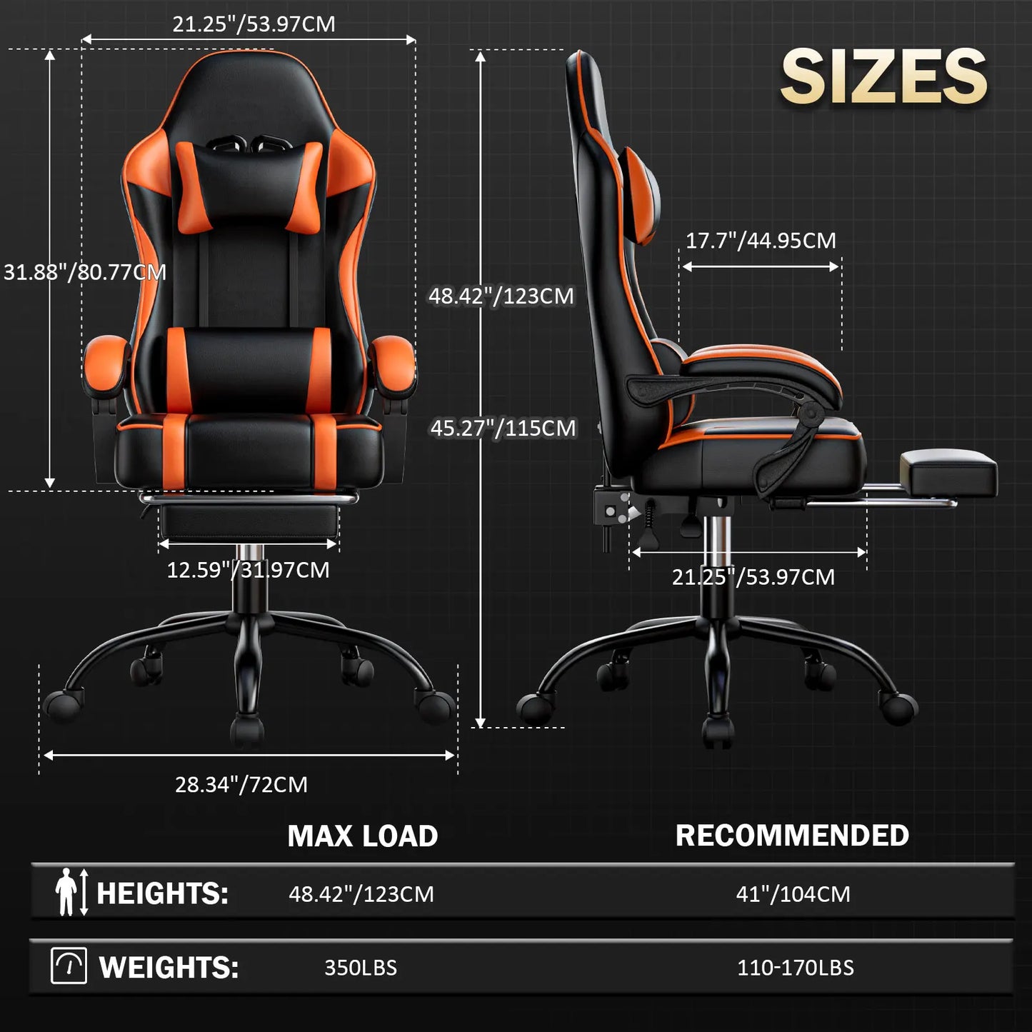 Gaming Chair with Footrest -Great for Gamer or Office Desk