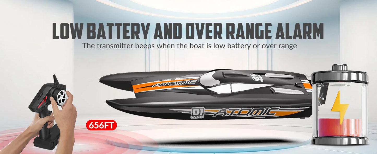 Brushless Remote Control Boat AtomicX - 40MPH - 25.6" High Speed | RC Boat