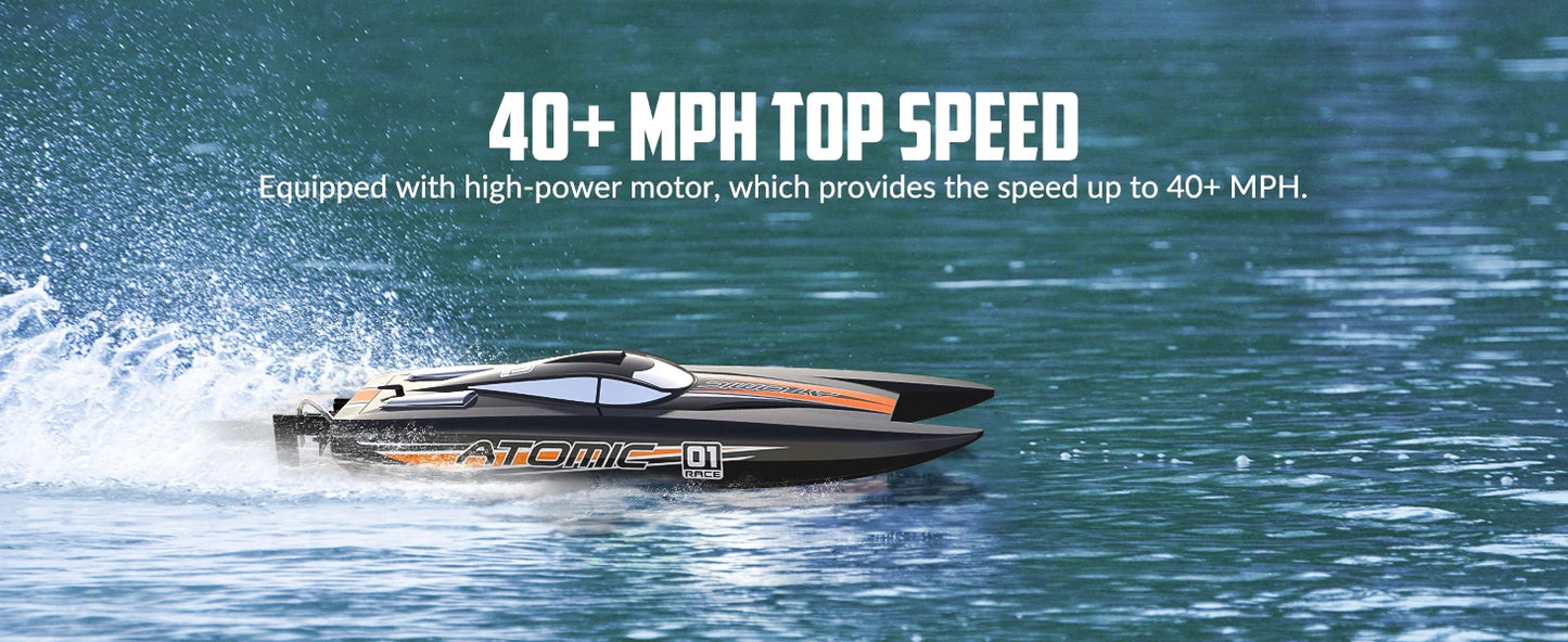 Brushless Remote Control Boat AtomicX - 40MPH - 25.6" High Speed | RC Boat