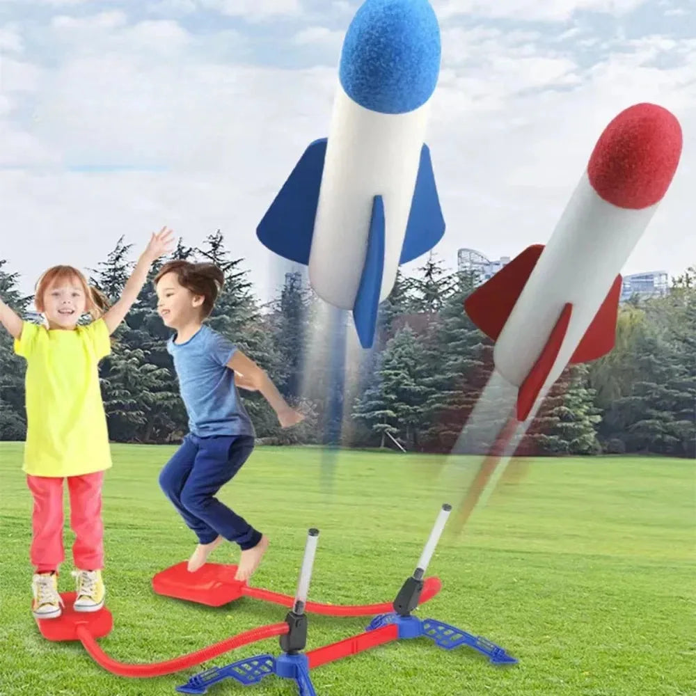 Kids Outdoor Rocket Foot Pump Air Powered Rocket Launcher