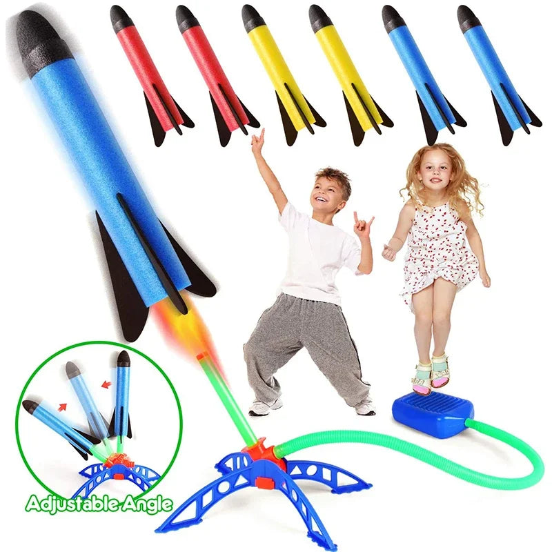 Kids Outdoor Rocket Foot Pump Air Powered Rocket Launcher