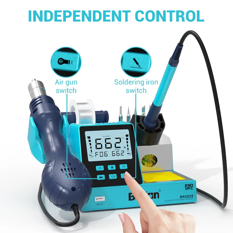 2024 NEW Bakon Soldering And Rework Station 2 in 1 Welding Machine Hot Air Gun Professional Cell Phone Game Repair Tool