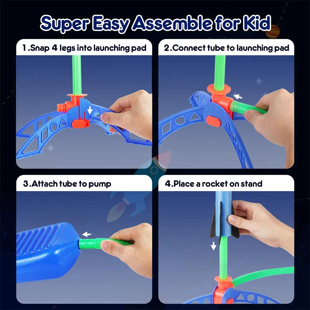 Kids Outdoor Rocket Foot Pump Air Powered Rocket Launcher