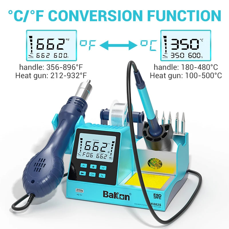 2024 NEW Bakon Soldering And Rework Station 2 in 1 Welding Machine Hot Air Gun Professional Cell Phone Game Repair Tool