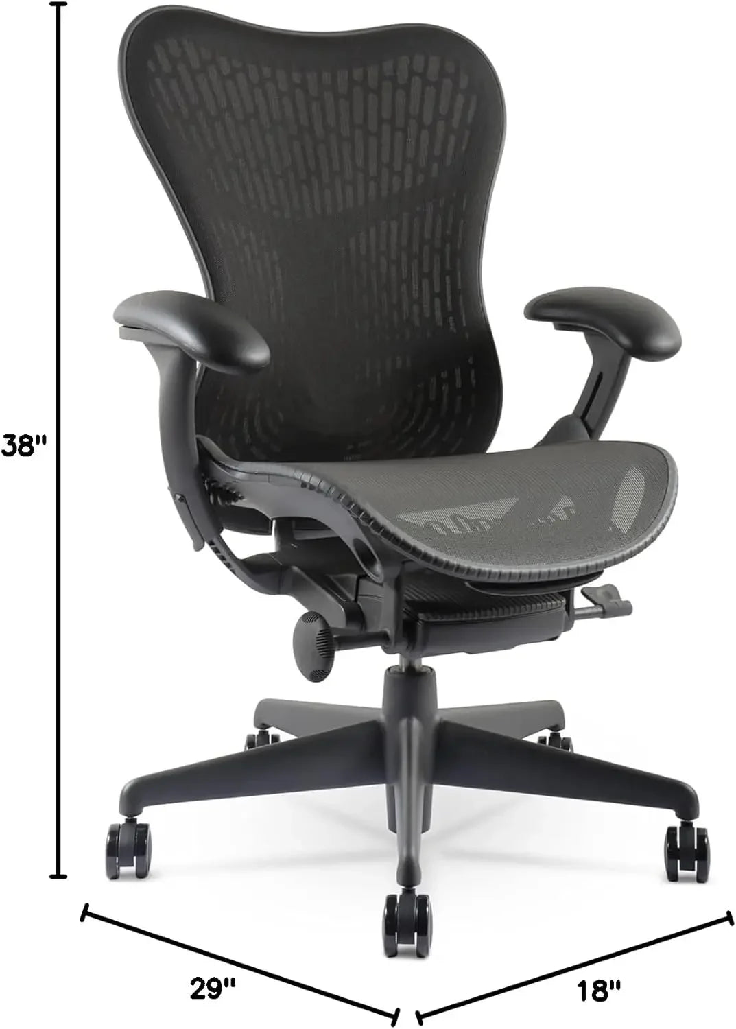 Chair - Fully Adjustable Arm Seat Depth Tilt Tension Control Mesh Backrest Lumbar Support Home Office Desk Chair