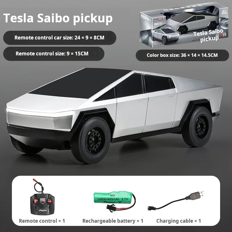 Remote Control Car New 1:14 Tesla Cyber Pickup Charging RC Four way Racing Crash Resistant Boys and Children's Toy Car