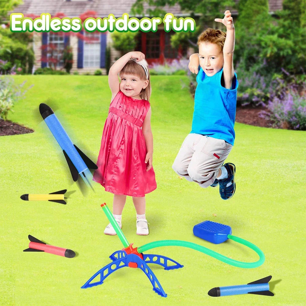 Kids Outdoor Rocket Foot Pump Air Powered Rocket Launcher