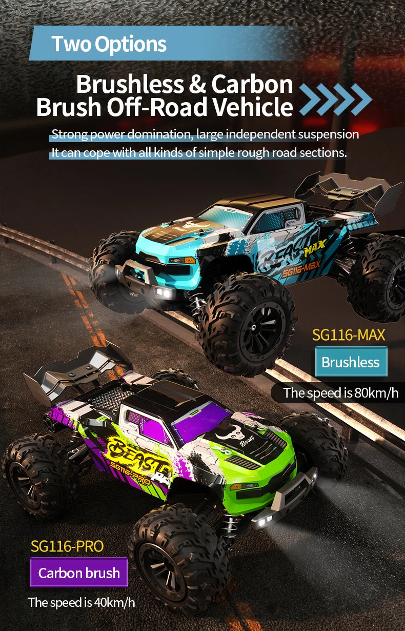 Teeggi 16101 /16102 PRO 1:16 70KM/H High Speed Drift Racing  SG116 MAX 4WD RC Car Off Road Car Monster Truck Toys For Kid Gift