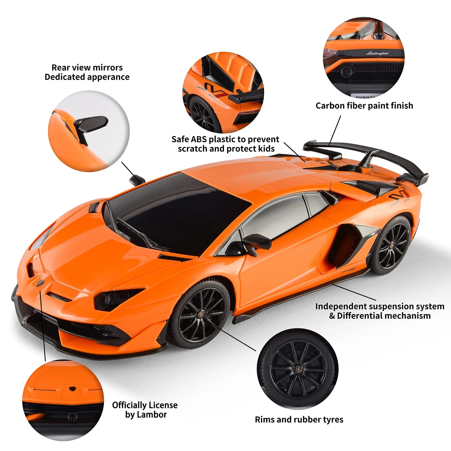 Remote Control Lamborghini Aventador SVJ RC Car 1:24 Scale