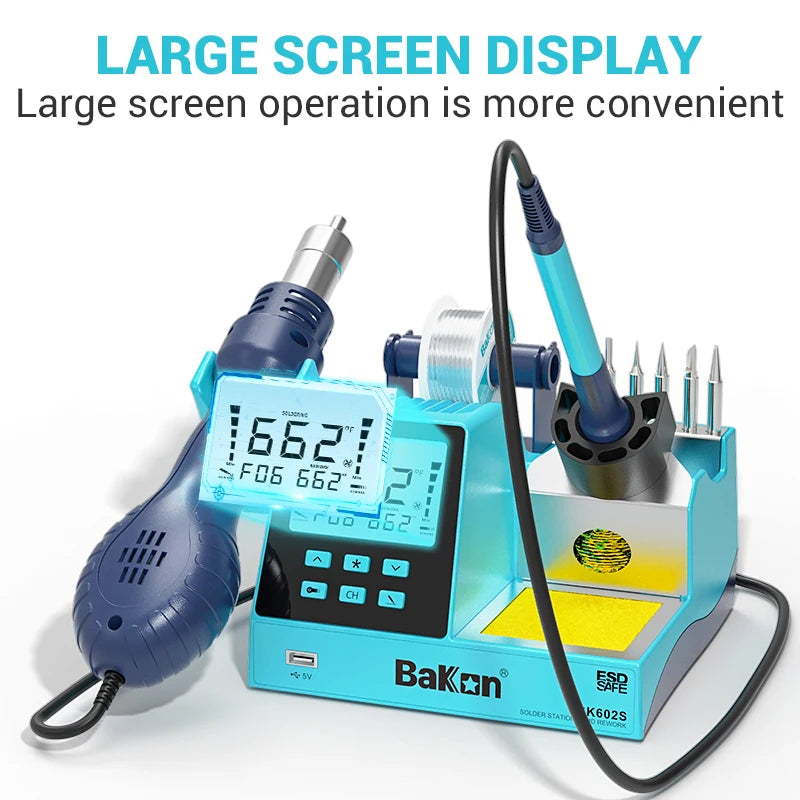 2024 NEW Bakon Soldering And Rework Station 2 in 1 Welding Machine Hot Air Gun Professional Cell Phone Game Repair Tool